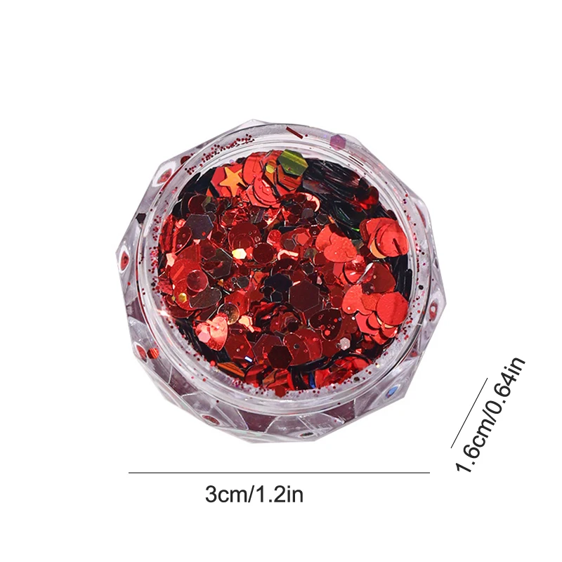 Nail Art Glitter Paillettes Cristallo rosso Diamante Polvere per unghie 3D Olografica Nail Art Polvere Scaglie lucide Pigmento Decorazione per manicure