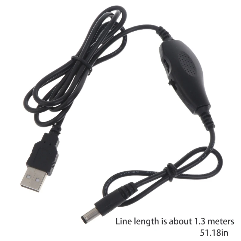 USB to 5.5x2.1mm 12V 0.5A Brightness Speed Control Cable with ON OFF for Speakers/Router/Fan/LED Strip Light