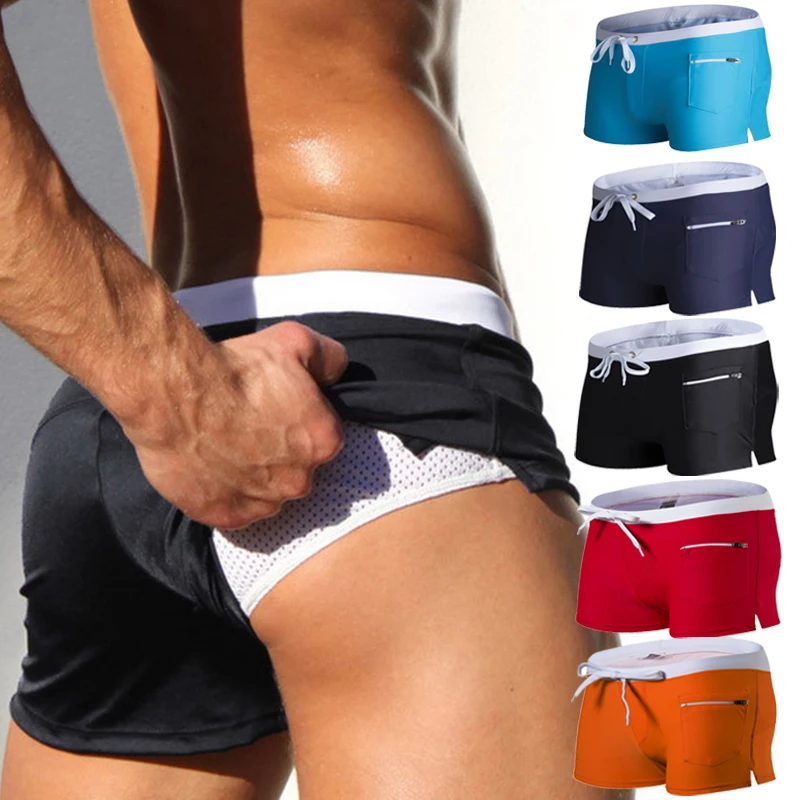 Men's Swim Trunks with Zipper Pocket Swimming Shorts with Mesh Liner Summer Quick Dry Stretchy Bathing Suit Swimsuit Swimwear