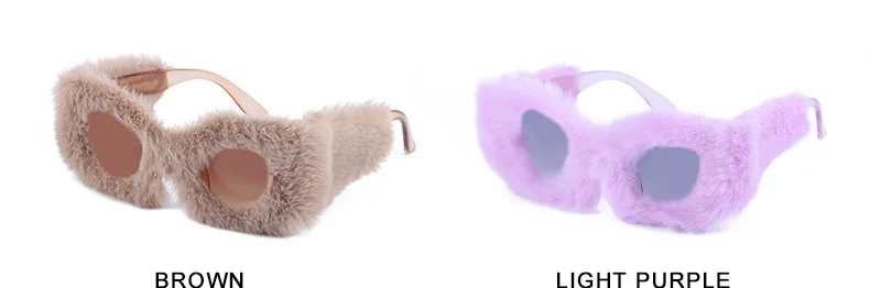 Modische Katzenaugen-Sonnenbrille für Damen 2026 Luxus-Markendesigner Rosa Weiche Fell-Samt-Sonnenbrille für Damen Handgefertigte Plüsch-Brillen – Detail 10