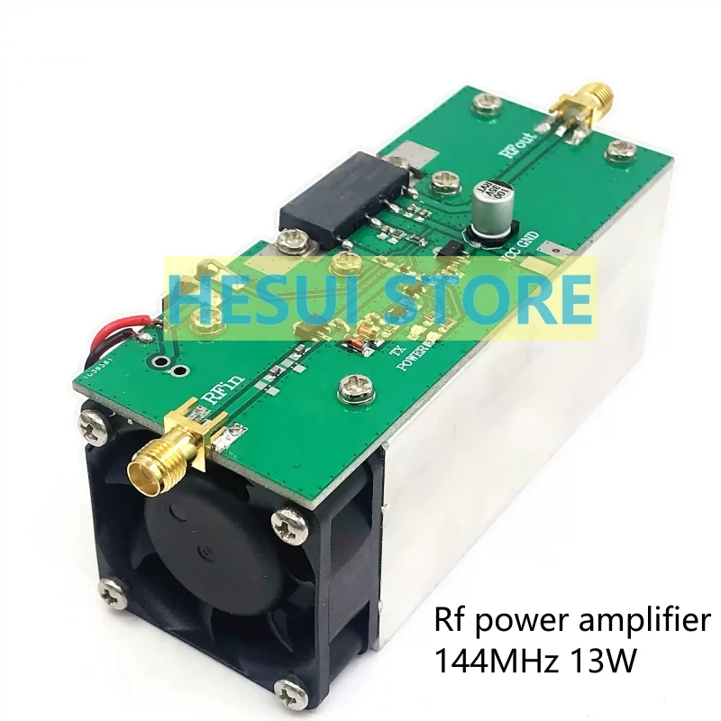 13W 138MHz - 170MHz 144MHz RF USW ultrashort wave SW Shortwave RF power amplifier Module Board CNC aluminum cooling sheet & Fan