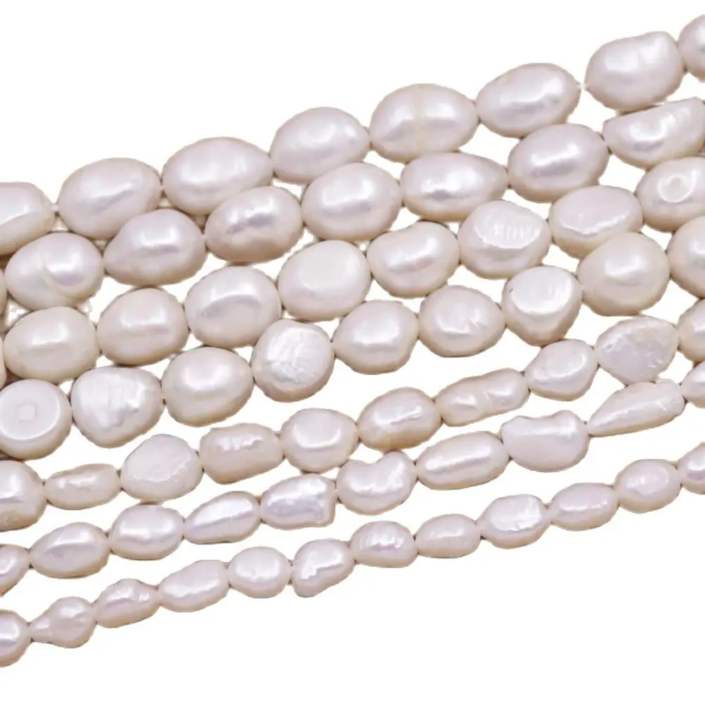 Natural White Freeform Pearl Loose Beads Strand 14-15