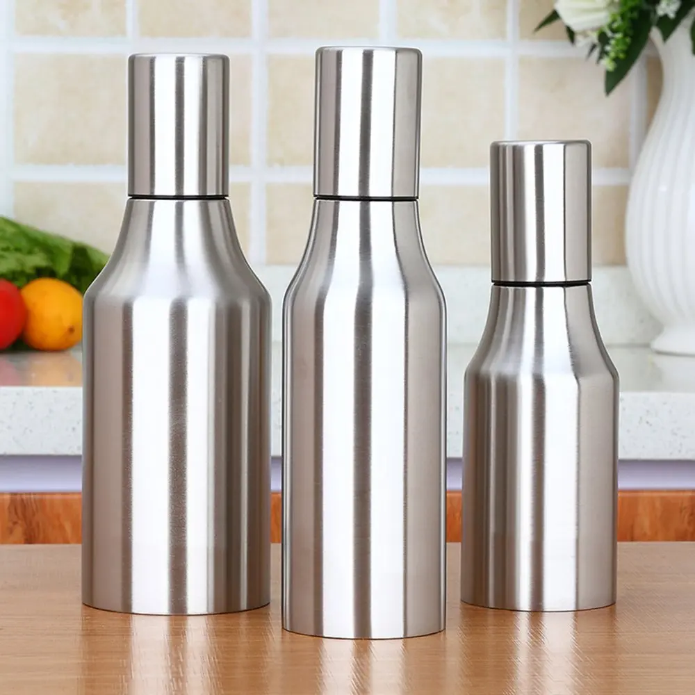 Realand Premium 500/750/1000ml Stainless Steel Vinegar Oil Olive Dispenser Bottle Pot Leakproof Kitchen Healthy Gravy Boat