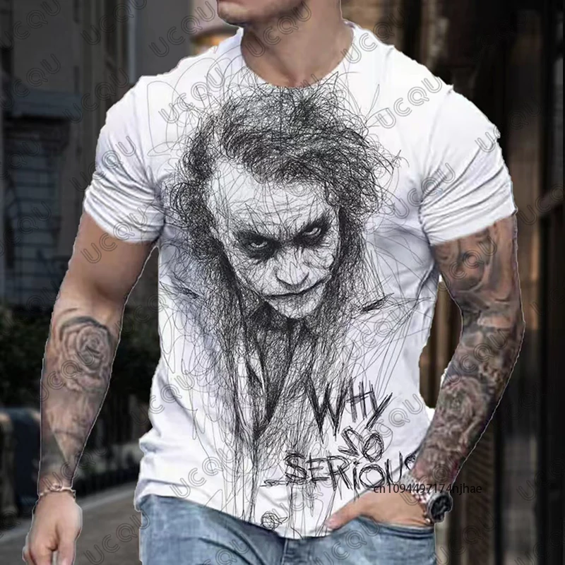 2026 New Classic DC Comic Joker 3D Print Men's T-shirt Summer Short Sleeve Clown Tees Vintage Male Clothes Casual Oversized Tops