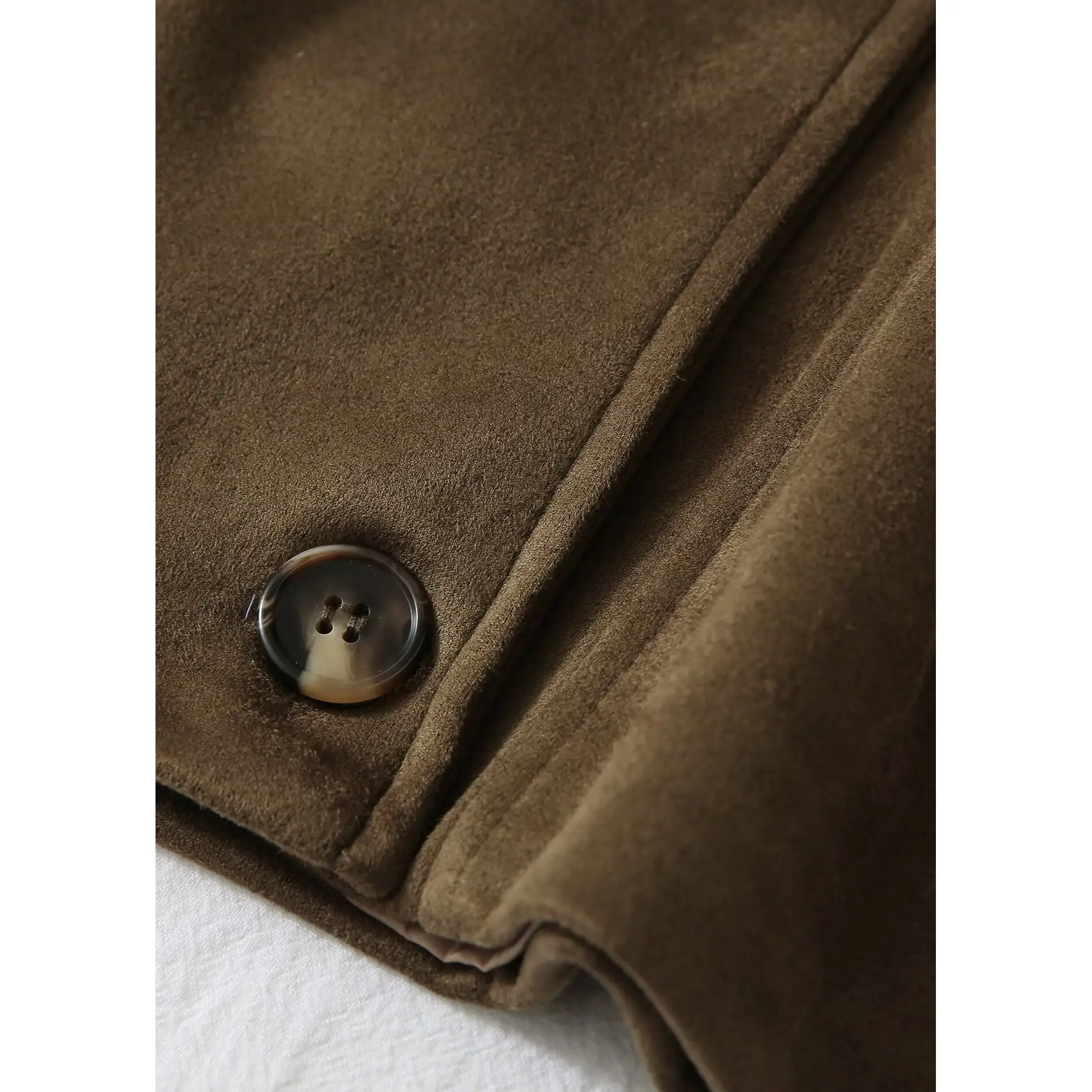KASLEAD Cappotto in pelle scamosciata allentata Faion da donna nuovo con cintura Capispalla autunnale lungo in fibra di poliestere doppio petto Sve