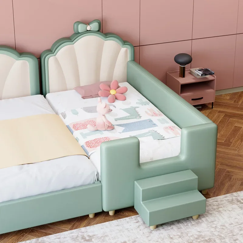 Children's furniture Children's splicing bed Pink girl soft bag bedside anti-collision bedside widened small bed