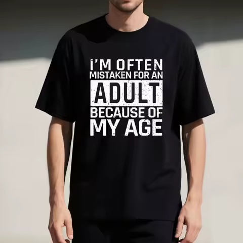 I'm Often Mistaken for An Adult Because of My Age Funny Saying Men's Funny Tshits Graphic T Shirts Summer Cotton Tee Tops