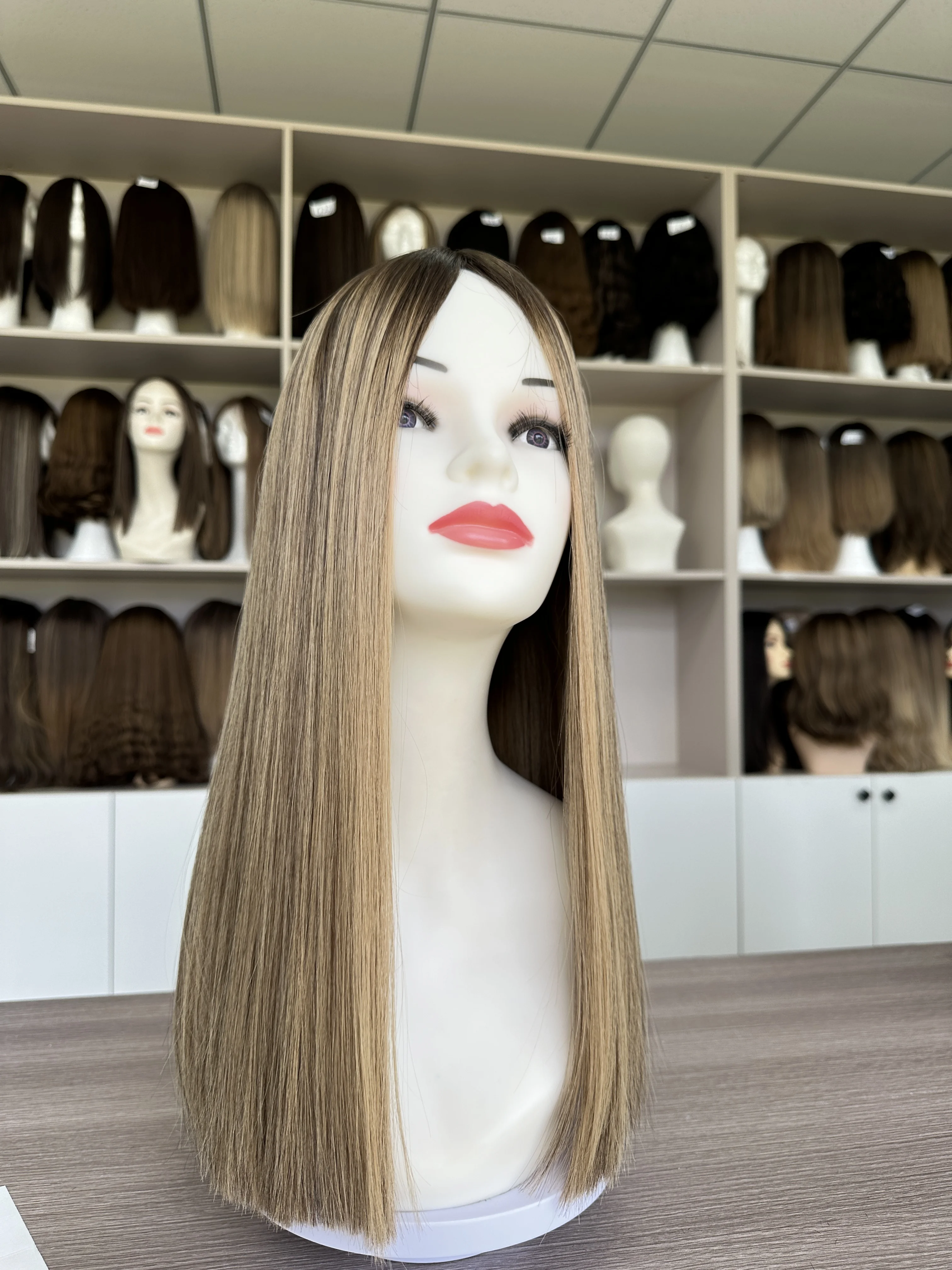 Peruca com top de seda para as mulheres, perucas de cabelo humano, cabelo europeu, cor loira, loiro, frete grátis