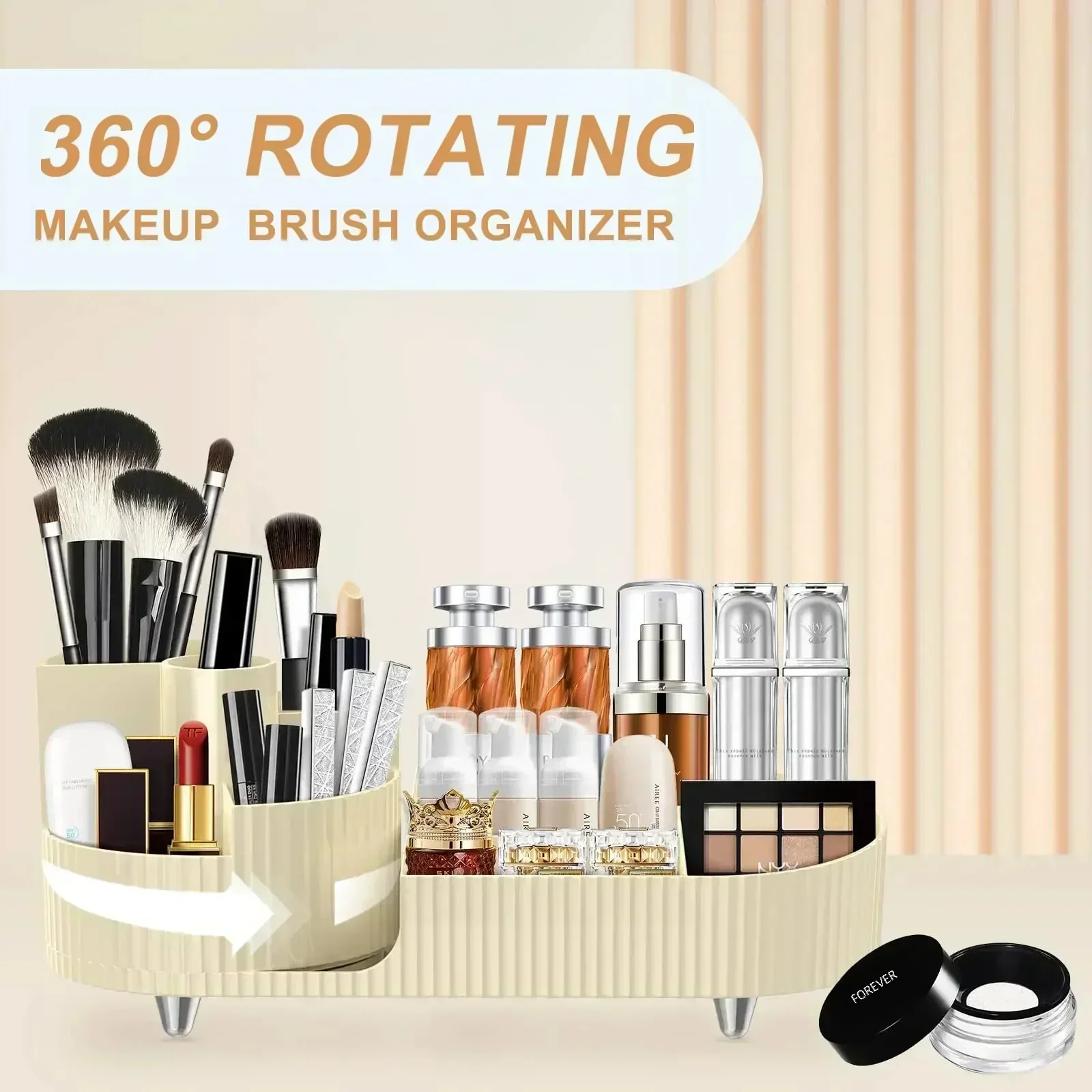 360° Large Bathroom for Storage Rotating Countertops,desk Capacity Holder Decor Vanity Container Brush Organizer Makeup Makeup