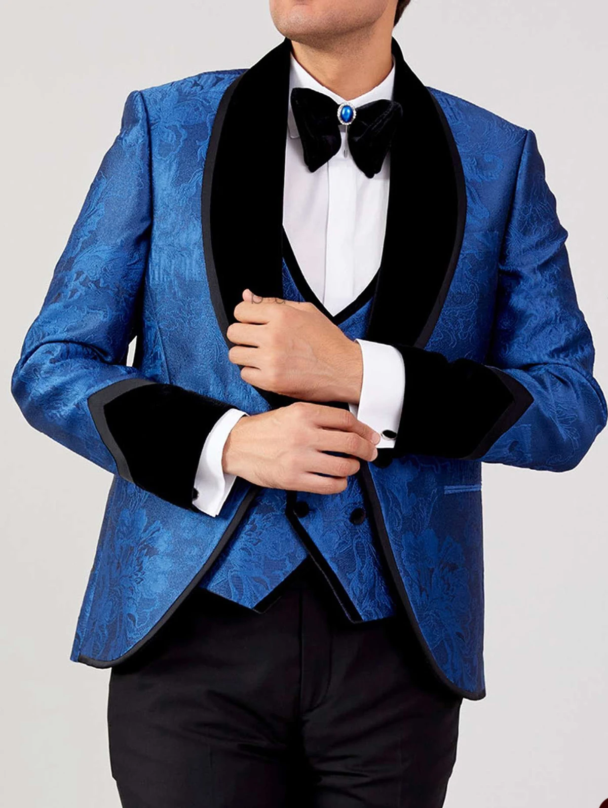 Costumes de mariage formels pour hommes, vêtements de marié, smokings, châle, revers, taille personnalisée trempée, haute qualité, blazer 3 pièces, pantalon en émail, mode