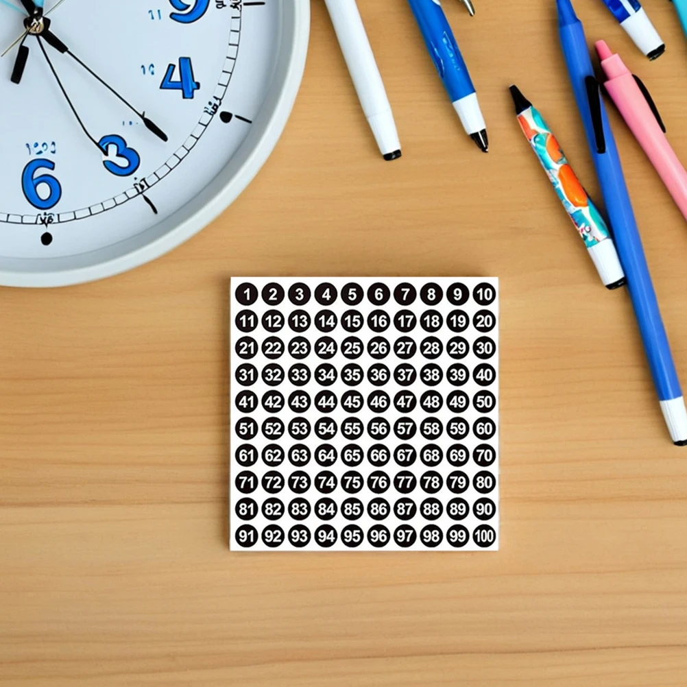 

2500pcs Number Stickers 1-100 Waterproof Adhesive Labels Peel Stick Round Markers For Bins Files Notebooks Containers