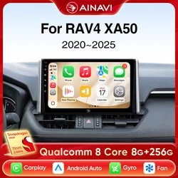 Ainavi Car Radio For Toyota RAV4 2020 2021 2022 2023 2024 2025 2026 XA50 Wireless Carplay Android Auto 4G Car Multimedia GPS DSP