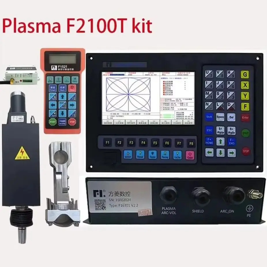 

New F2100t V5.0 Plasma Controller Cnc 2 Axis Plasma Flame Cutting Machine Control System + 130mm Thc Lifter+f1521