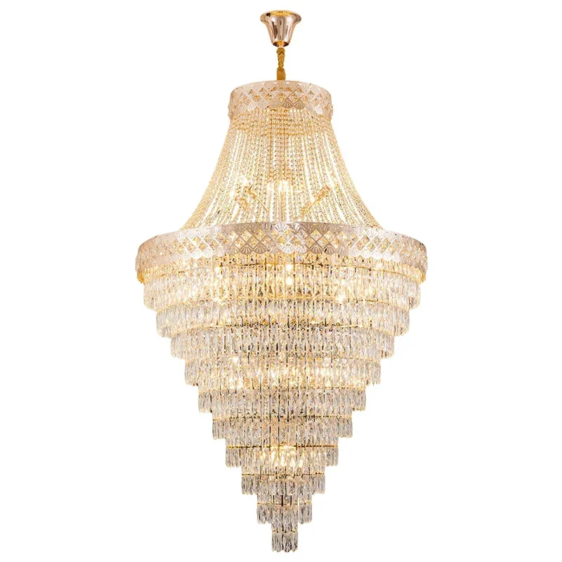 Large Duplex Crystal Chandelier for Building - Living Room Villa Middle Floor Lobby Pendant Lights Hotel Lobby Staircase Lightin