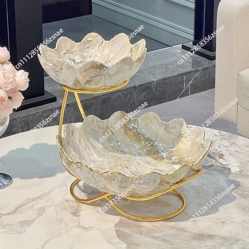 European Light Luxury Multi-layer Fruit Plate, Household Living Room Afternoon Tea Snack Rack, Front Desk Candy & Dessert Plate