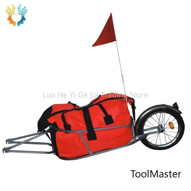 【2026】Remolque de Bicicleta de Carga con Rueda Individual y Neumático de 16 Pulgadas - Carretilla Portaequipajes para Cicloturismo y Camping