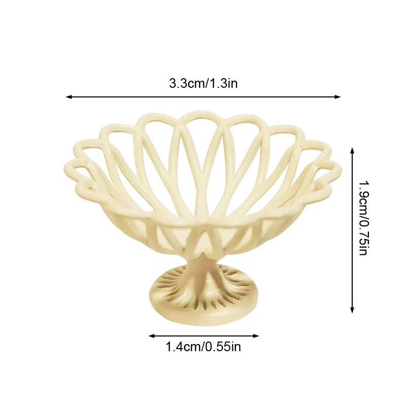 Mini plato de fruta en miniatura para casa de muñecas, simulación de patas altas, modelo de placa de fruta, adorno para sala de estar, juguete de decoración de Micro escena, 1:12