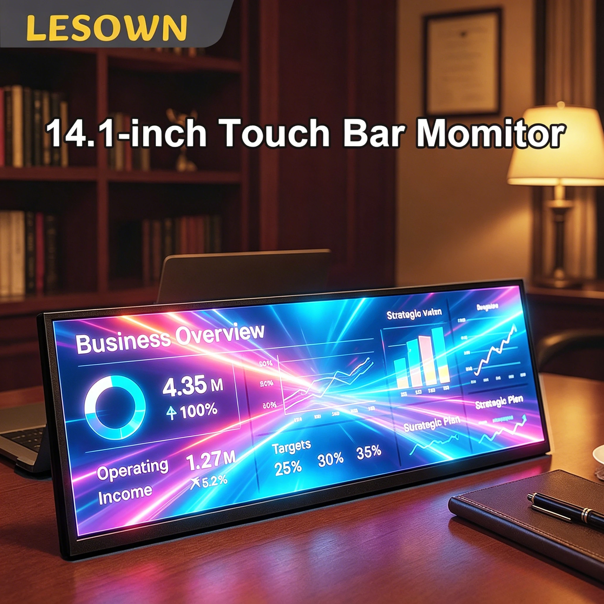 LESOWN 14.1 Professional Desktop Touch Bar 1920x550 16:4 Screen for Efficient Workflow Expansion