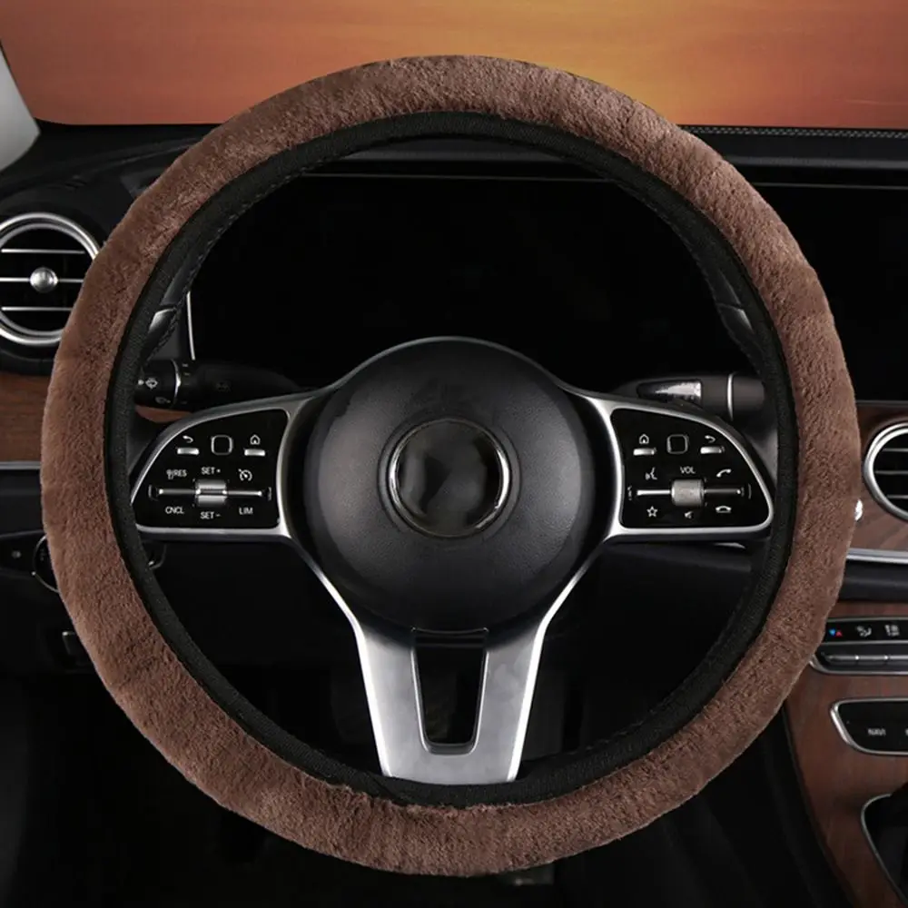 Warm&Cozy Steering Wheel Cover Soft Elastic Car Steer Wheel Protector Circular /D Type Universal Anti Sweat