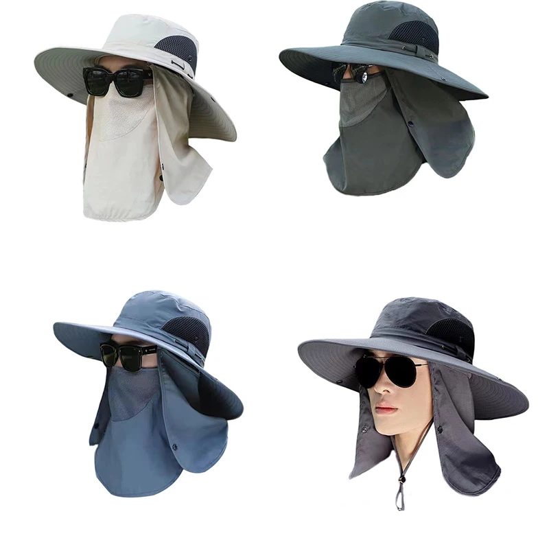 1 Uds cubierta completa para la cara sombrero de pesca gorra para el sol con máscara sombrero de verano montañismo protección solar Anti UV sombrero de senderismo mujeres hombres