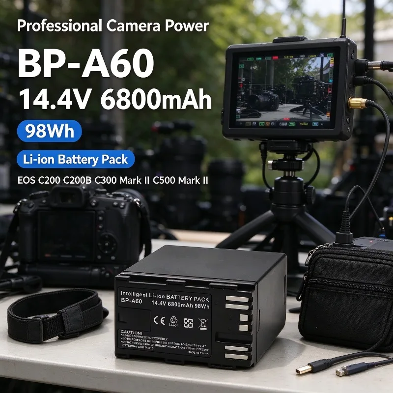 BP-A60 14.4V 6800mAh 98Wh Replacement Li-ion Battery Pack for Canon EOS C200 C200B C300 Mark II C500 Mark II Digital Camera