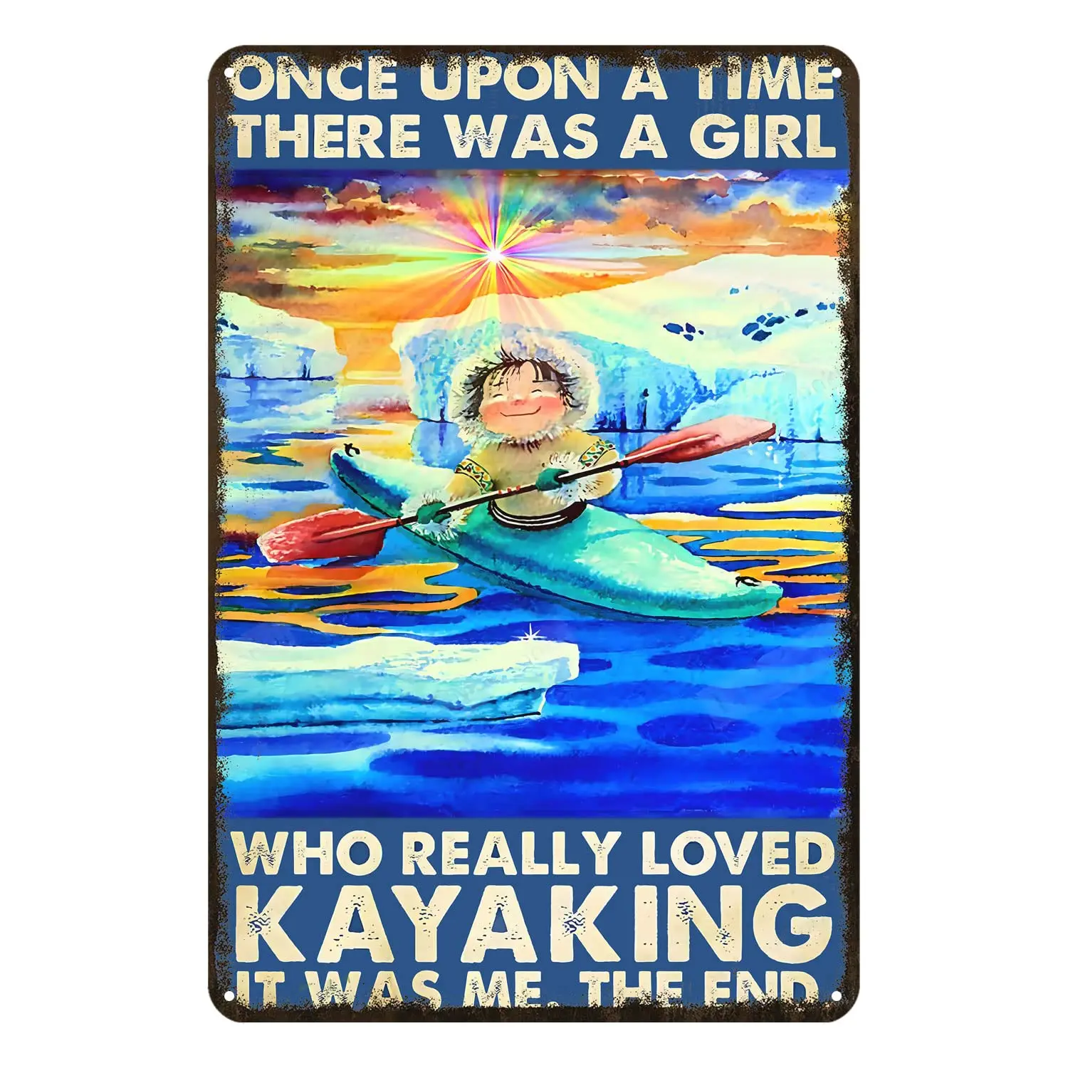 A Girl Who Really Loved Kayaking Funny Metal Sign Retro Decor Home Kitchen Bar Cafe Club Cave Wall Decor Kayaking Tin Sign 12 X 