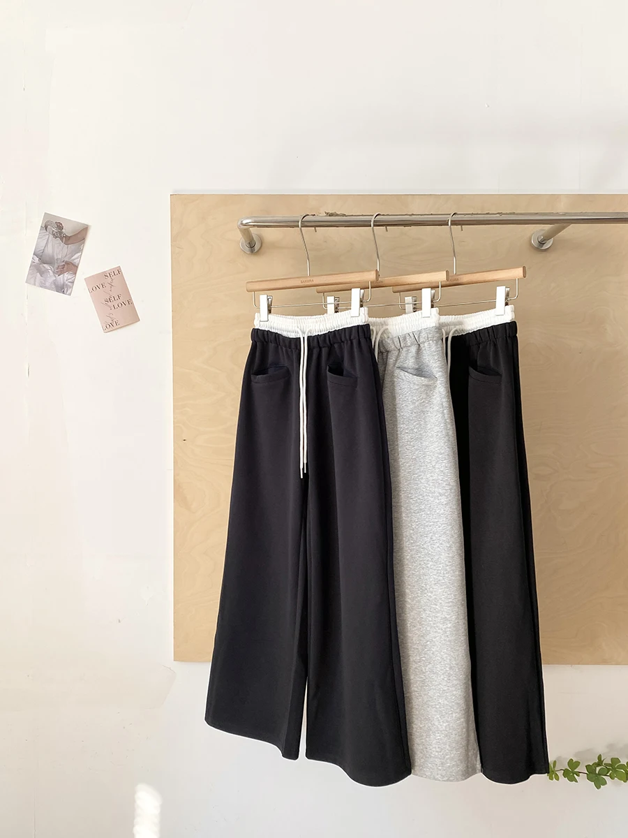 

Женские повседневные брюки с высокой талией в спортивном стиле, с широкими штанинами на шнурке, весна 2026, модный тренд, эффект похудения