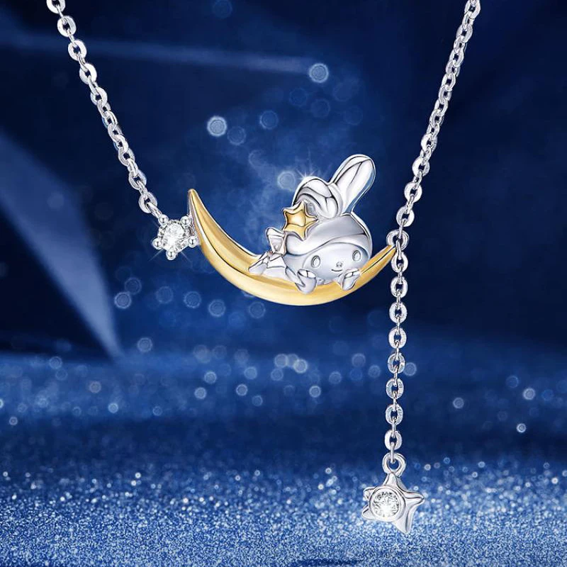 

Sterling Silver Necklace Kawaii Sanrio My Melody Accessories Cute Anime Light Luxury Girlfriend Jewelry Girls Birthday Gift
