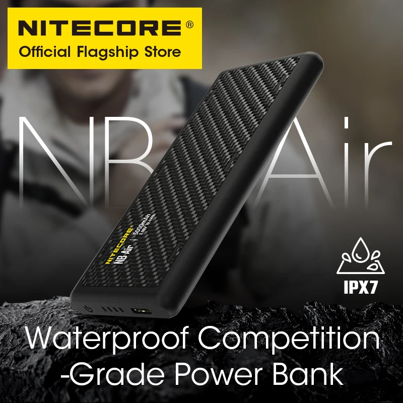 NITECORE NB Air banco de energía móvil 5000mAh impermeable fibra de carbono Poverbank PD QC carga rápida para iphone Huawei Trail Running