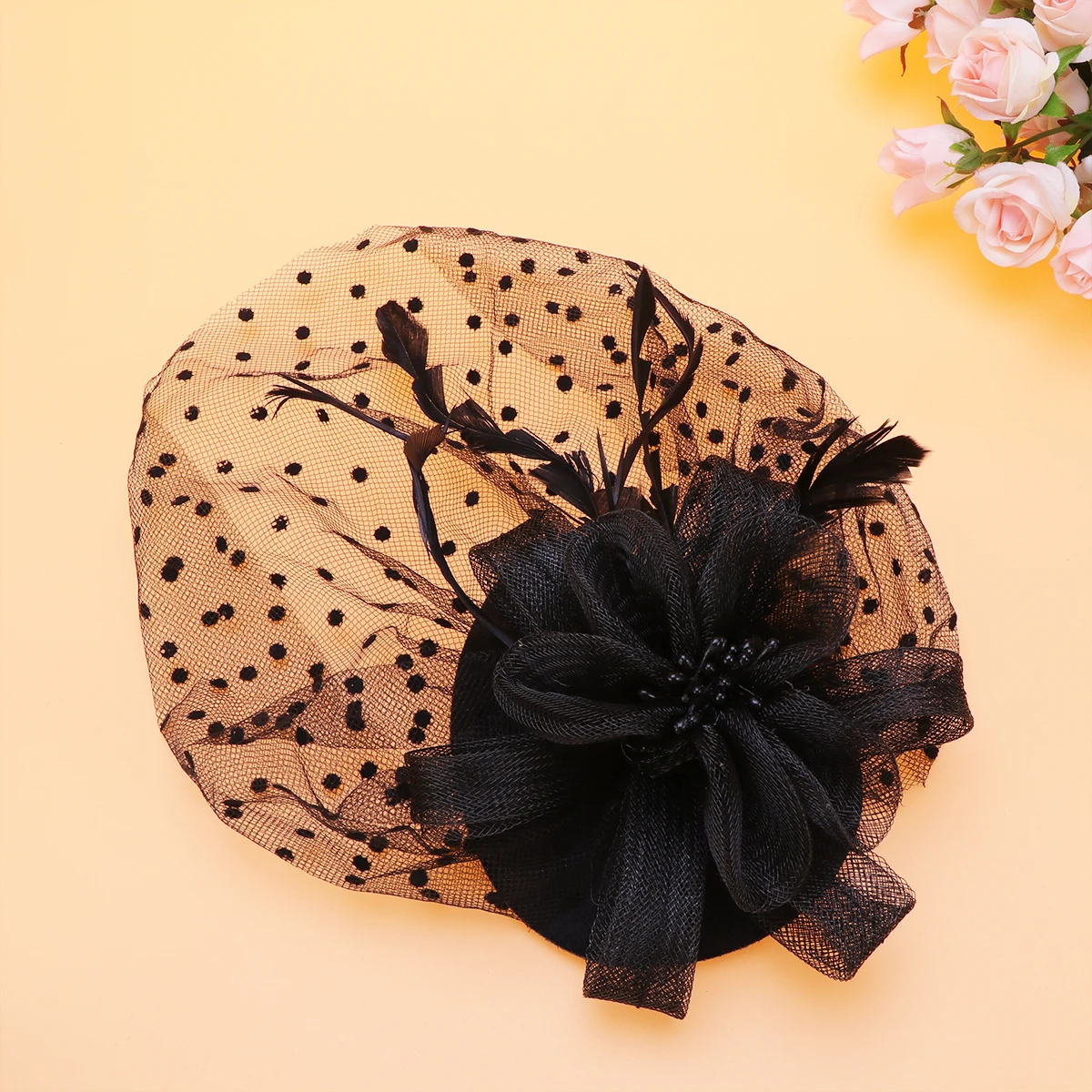 

Retro Veil Black Hair Hoop Mesh Band Bride Fascinator Women Wedding Hat Clip Elegant Alligator Headwear Bridal Party