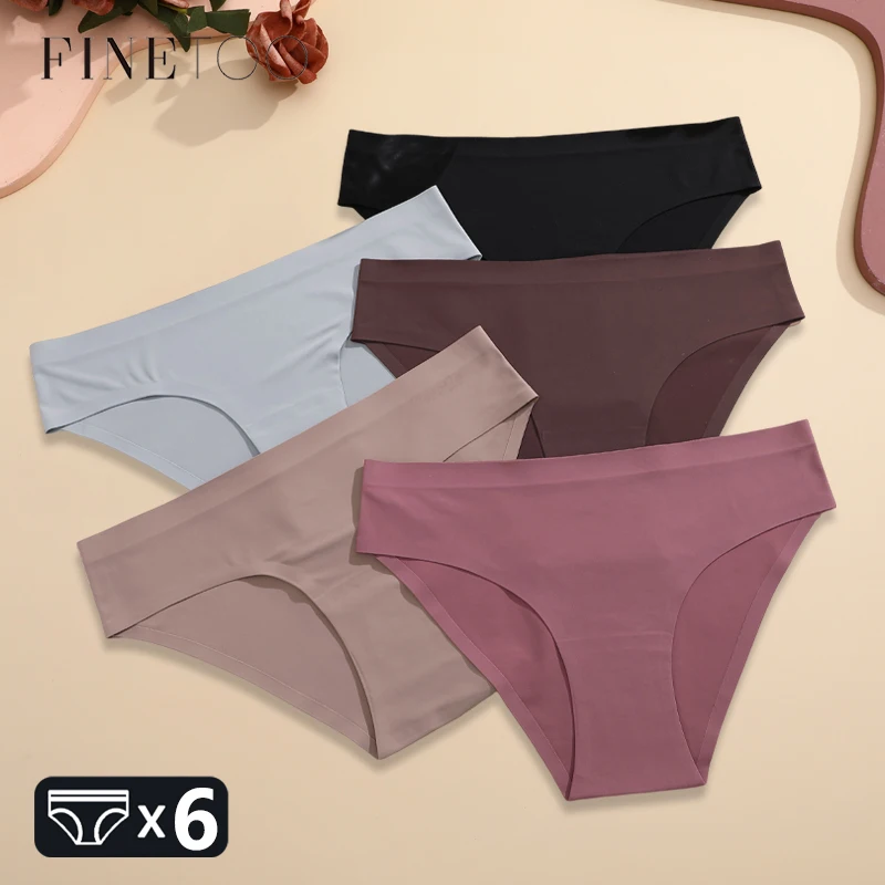 6PCS Nahtlose Ultra-Weiche Höschen für Frauen Atmungsaktive Niedrige Taille Slips Sexy Eis Seide Unsichtbare Unterwäsche 9 Solide farben Dessous