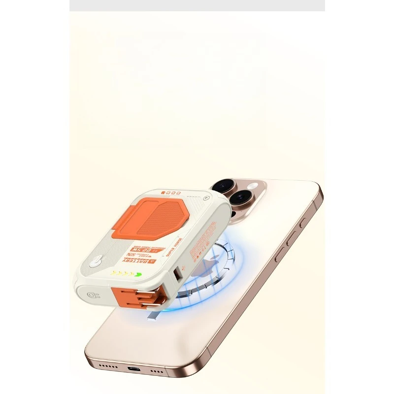 10000mAh AC Plug with Built-in Cable Magnetic Wireless Fast Charging 3-in-1 Power Bank