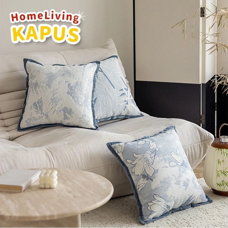 

Синяя жаккардовая наволочка - 45x45 см, квадратная наволочка в китайском стиле - моющаяся наволочка для дивана, кровати, декора интерьера