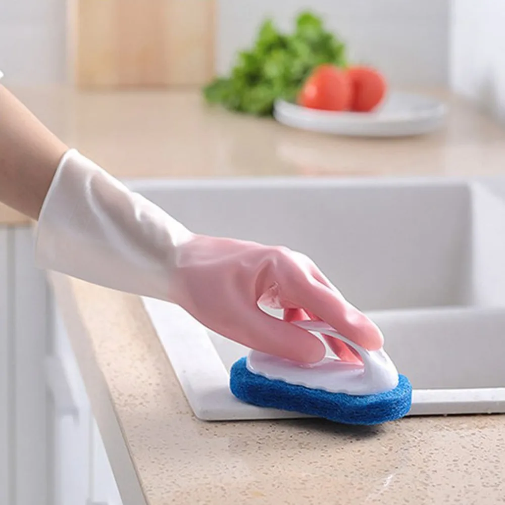 3 pairs Reusable Waterproof Latex Dishwashing Gloves Non-Slip Texture Kitchen Cleaning Gloves Household Rubber Gloves Gardening