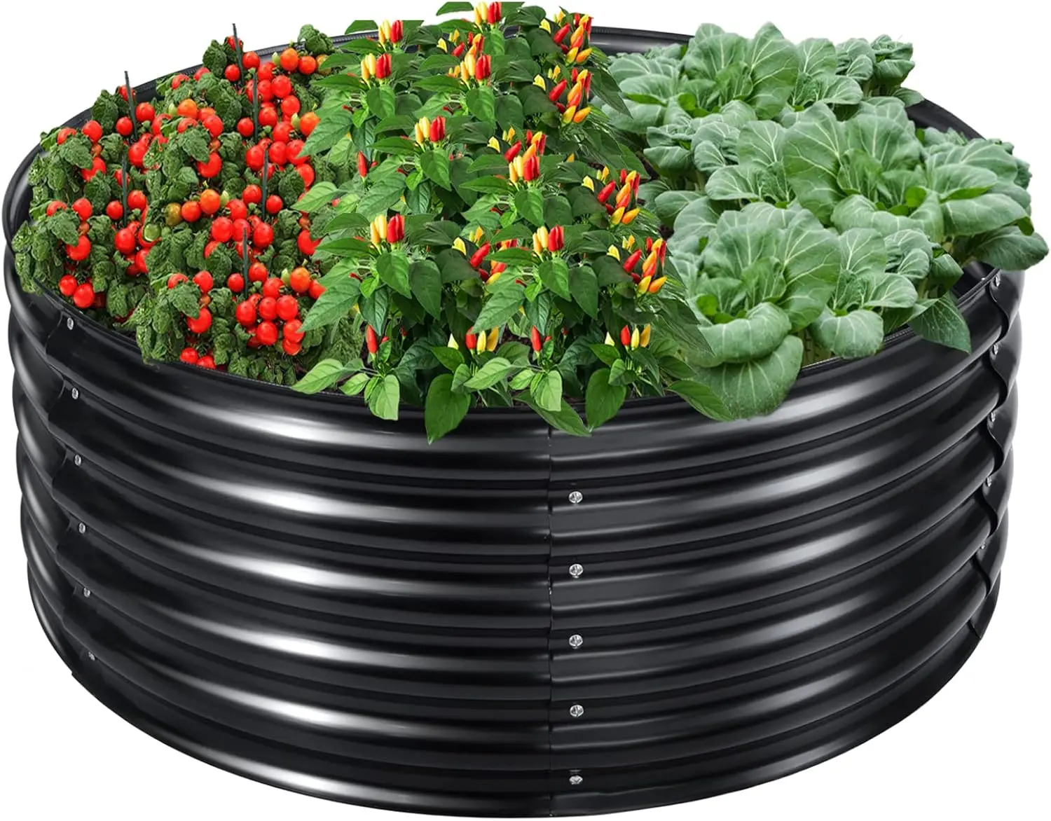 

Высота 17 дюймов, 42-дюймовая круглая металлическая приподнятая садовая кровать, комплект садовой кровати с оцинкованным горшком, приподнятые садовые ящики для улицы, большой металлический приподнятый сад B