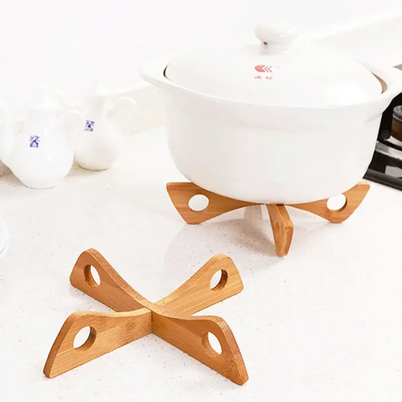 

Cross Tray Holder Wooden Removable Table Mat Anti-Heat Steam Table Mat Household Kitchen Anti-Slip Wooden Mat Gadget Steel tray