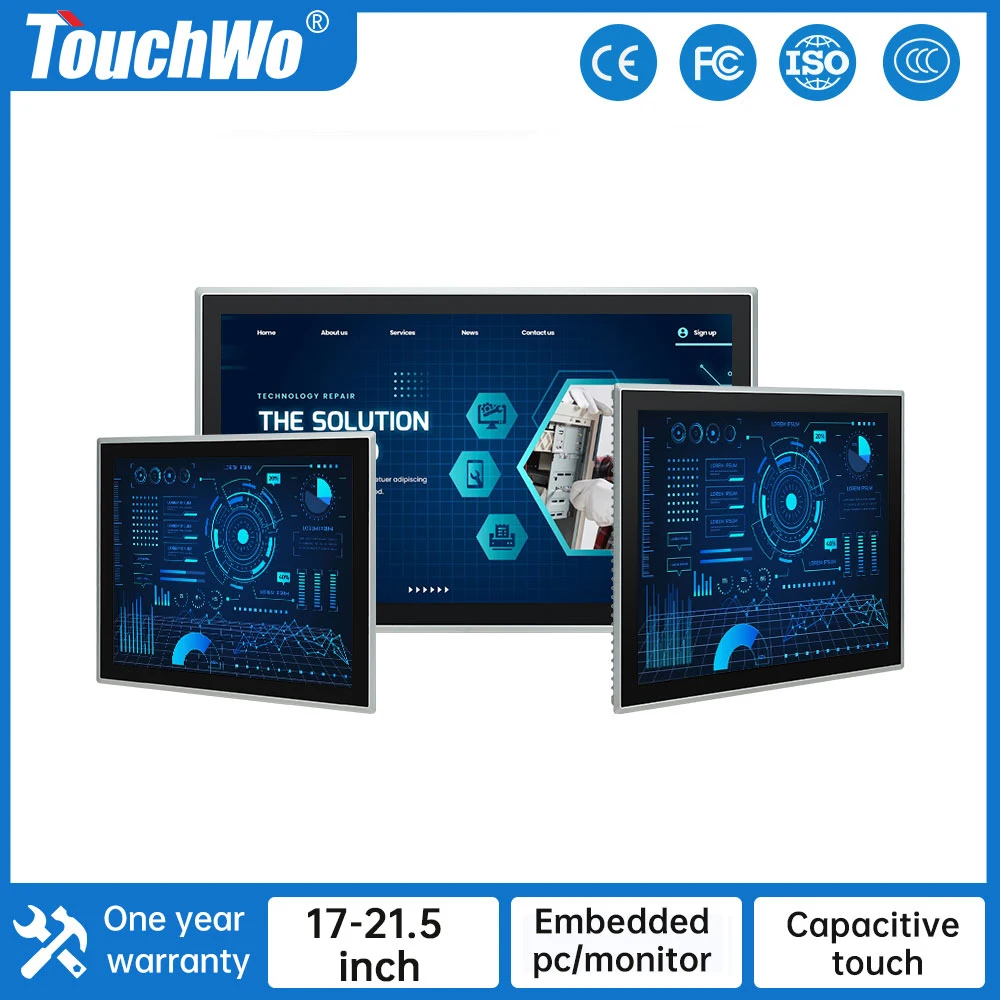 17 19 21,5 inch industrieel touchscreen paneel pc aluminium behuizing ingebed front ip65 alles in één industriële paneel pc