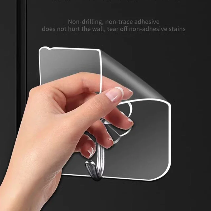 10/20/30Pcs Transparent Hook Multifunctional Household Wall Scratch Free Adhesive Hook with Strong Adhesive Patch