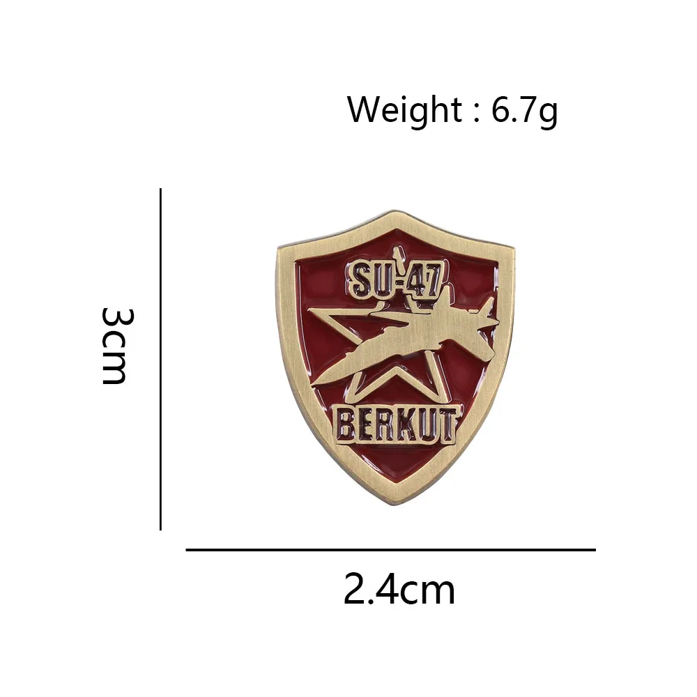 Su-47 Burke Fighter Jet Shield-Shaped Pin Vintage Military Jet Brooch Aviation Badge For Backpacks And Clothing Collectible Gift