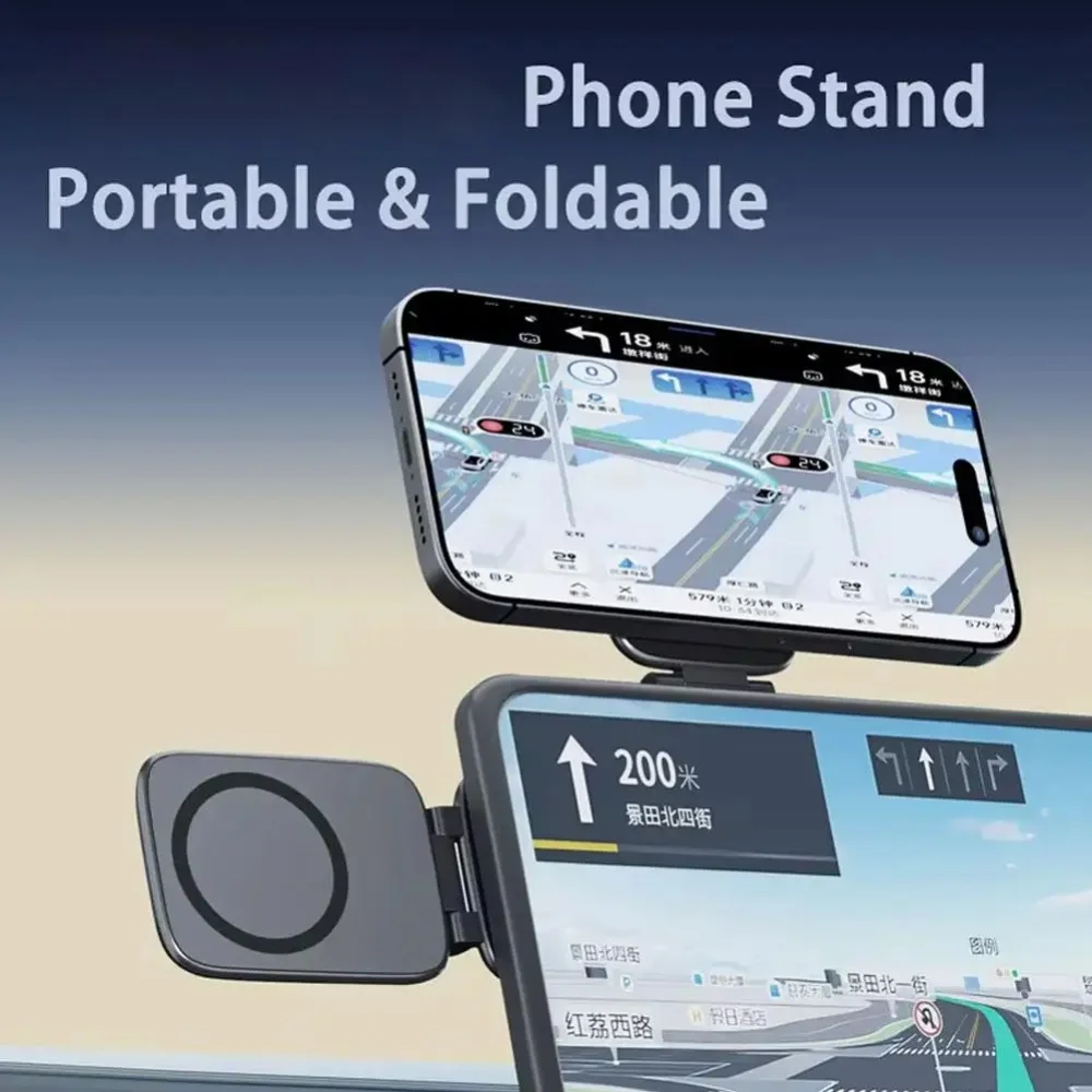 Suporte de celular para carro ultrafino, dobrável, magnético, universal, com suporte GPS para iPhone 16, Samsung, Xiaomi