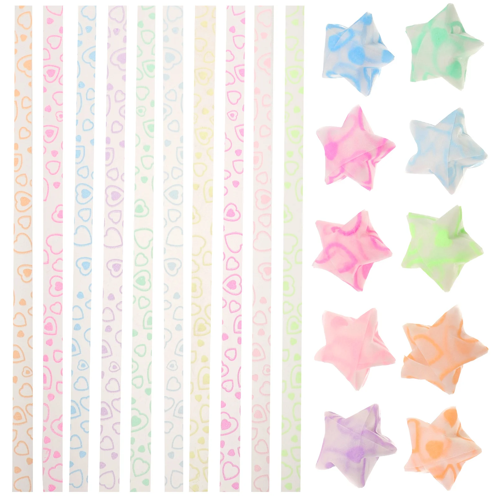 

210pcs Star Paper Strips Decorative Supplies for Kids Party Home Festival Decoration Large Heart Shape 10