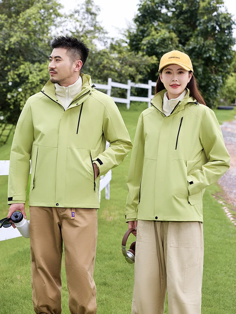 

Outdoor Couple's Rush Jacket 2024 Fall And Winter Two-Piece Waterproof Breathable Warm Men's And Women's Jackets With Liner