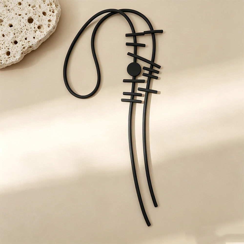UKEBAY Abstract Statement Necklace Geometric Design Trendy Rubber Jewelry Lightweight Versatile Party Gather Punk Necklace