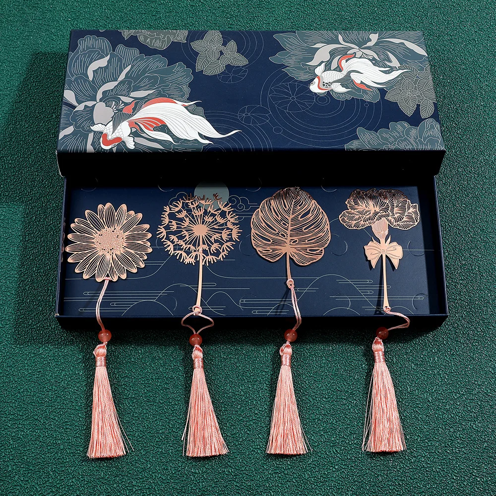 

Creative Retro Metal Bookmark Four Seasons Leaf Series Bookmark China-Chic Cultural Reading Book Clip Festival Party Gift
