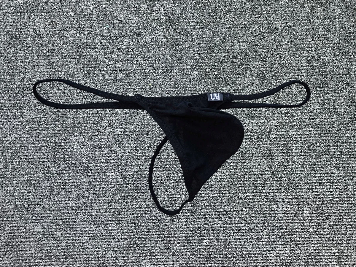 Men Breathable Solid Mesh Transparent Sexy Mini Thong Panties Light Thin Male G String Underwear