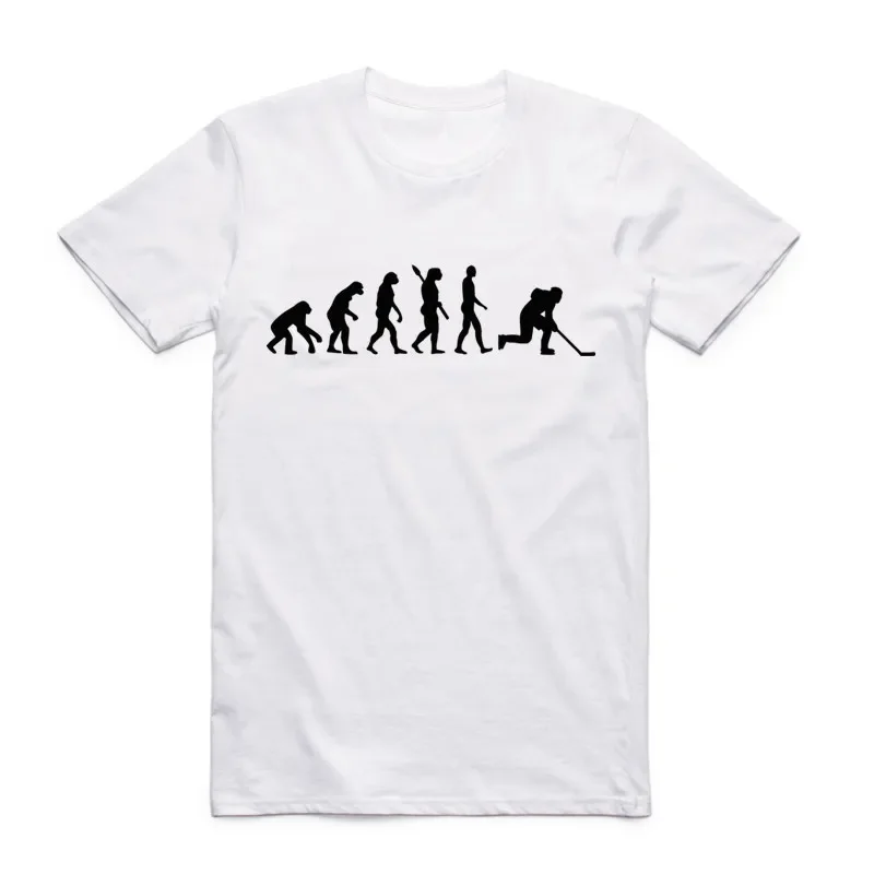 Summer Men Funny Print Evolution Of Ice Hockeyer Fashion T Shirt Short Sleeves O Neck Summer Casual Cool Design Tshirt