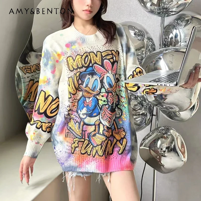 Korean Style Beautiful Pullovers Cartoon Sweater Jacket Women's Autumn Winter New V-neck Top Cardigan Knitwear Kawaii Clothes