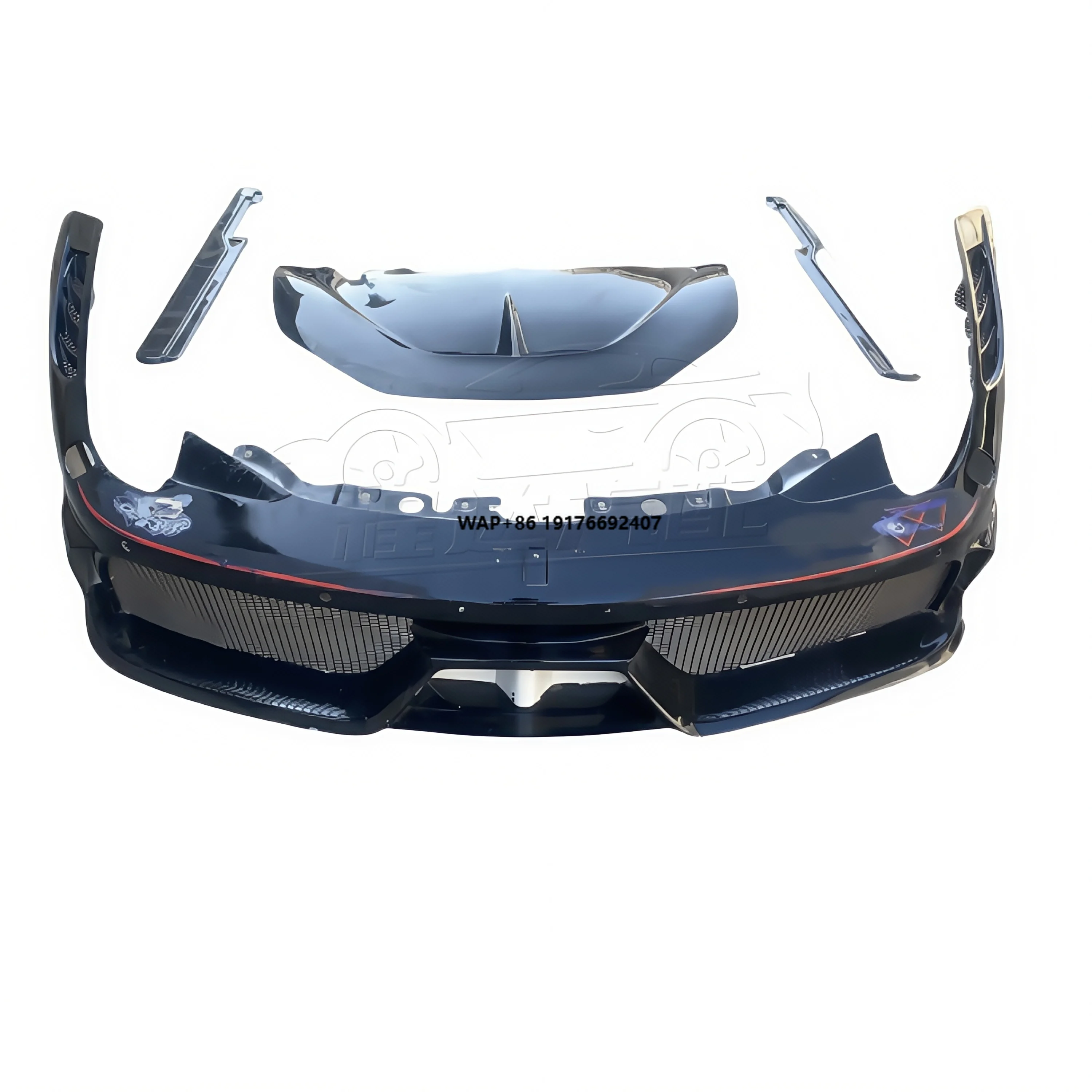 for ’Ferrari 458 Carbon Fiber Body Kit Front Bumper and Engine Cover in SP Style Resin Bonnet Car Accessories