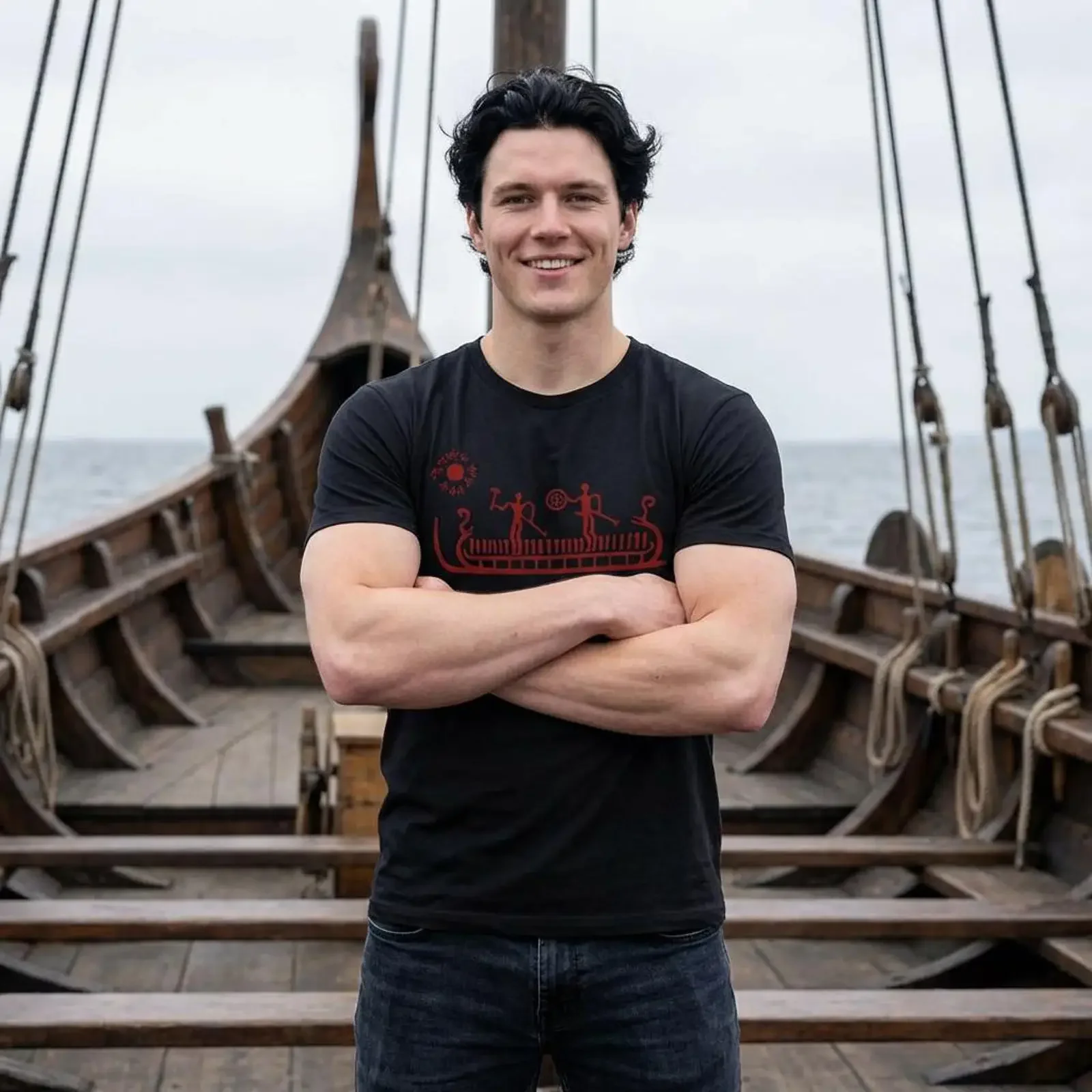 Norse Petroglyphs T Shirt Viking Longship Bronze Age Nordic Rock Carvings vintage Washed Breathable homme fashion Slightly