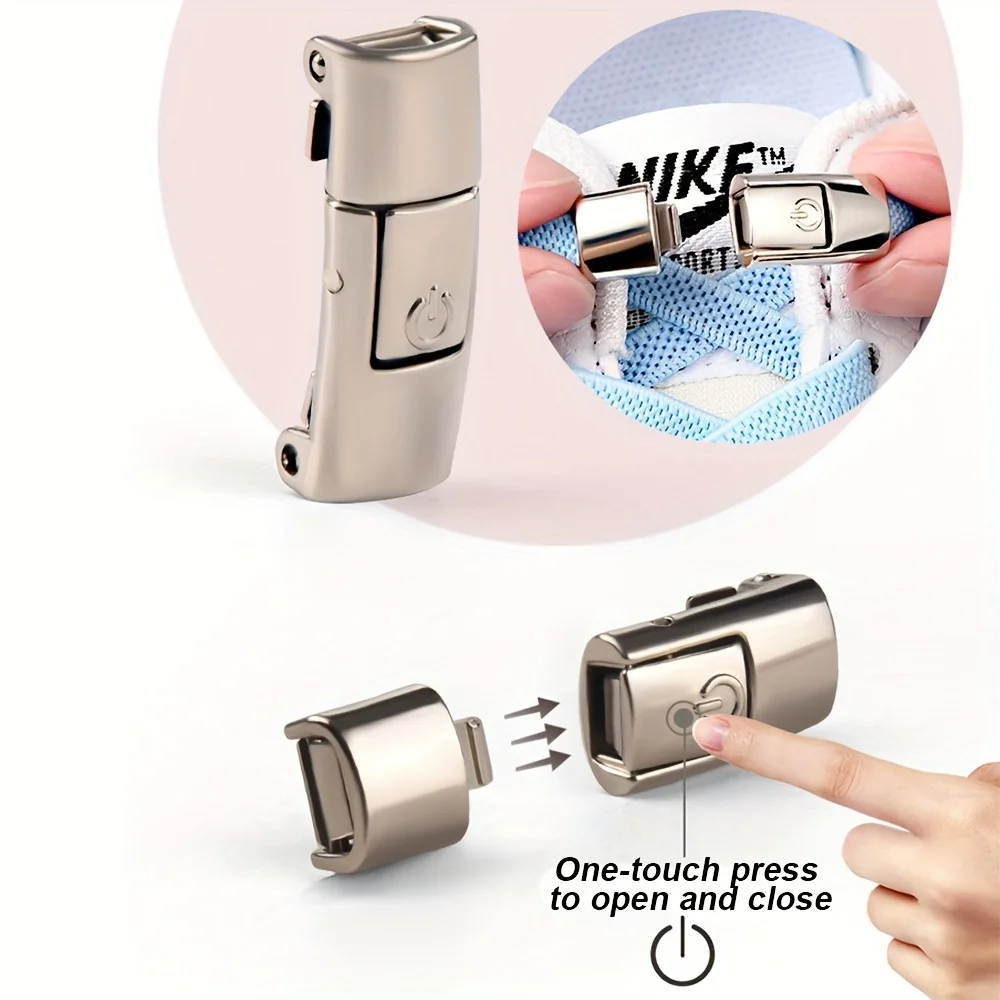 6 قطع من أقفال رباط الحذاء بدون ربط، نظام قفل معدني سريع التحرير، أربطة ربط مرنة بدون أربطة للرجال والنساء والأطفال